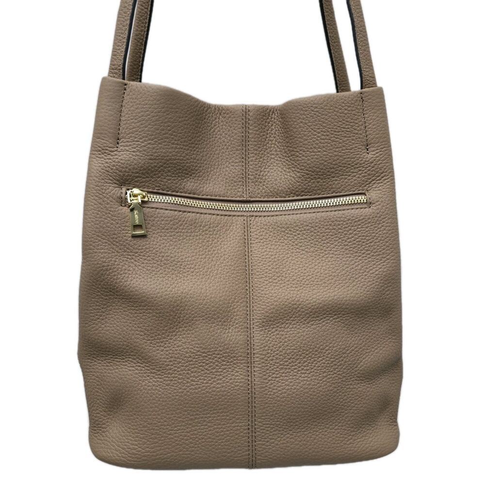 Kattee Leather Shoulder Bag Tote Purse Handbag Soft Genuine Leather Taupe - Picture 4 of 15